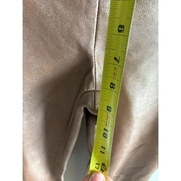 Express World Brand Womens Flat Front Leather Bootcut Pants Bronze Sz M - Picture 5 of 11